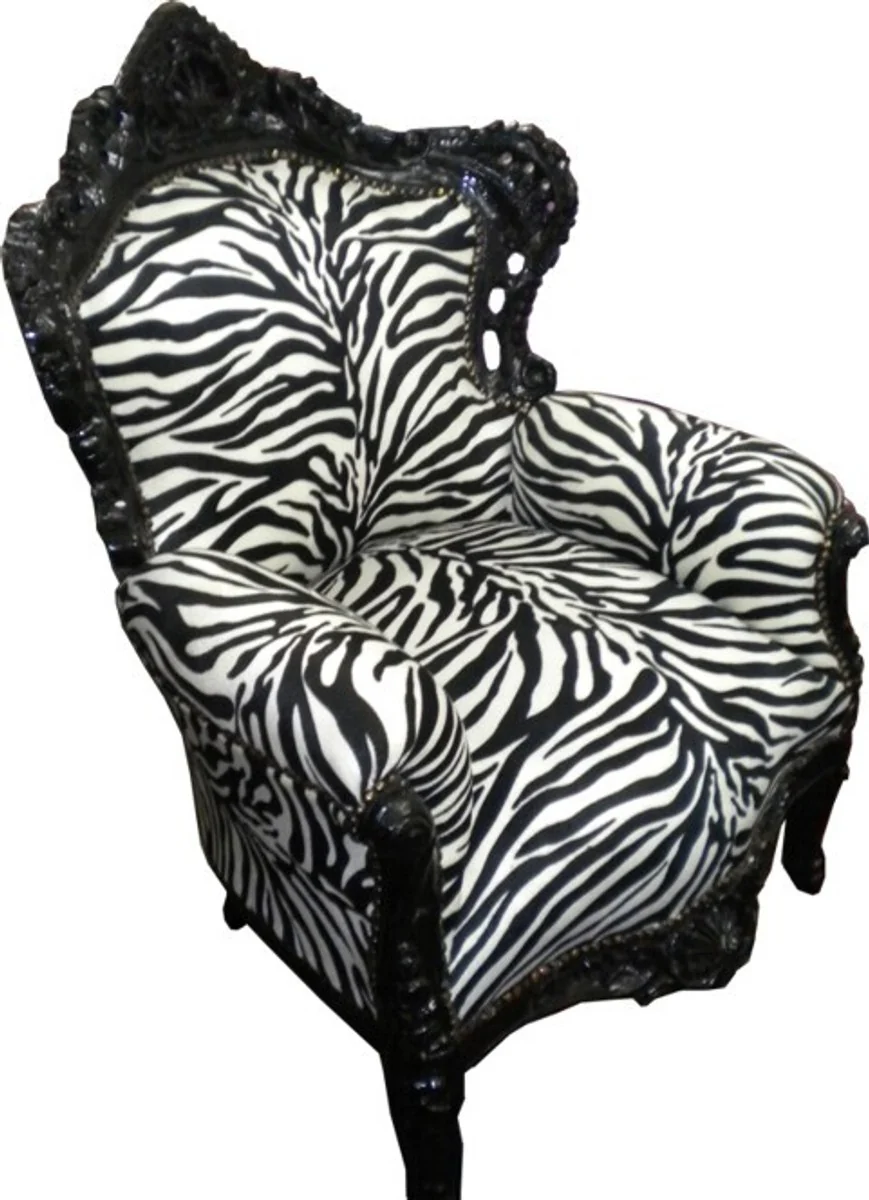 Baroque armchair King Zebra / black 85 x 85 x H. 120 cm - antique style furniture