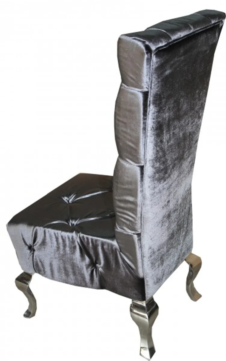 Baroque dining room chair gray / silver - designer chair - luxury quality - high-back high-back chair