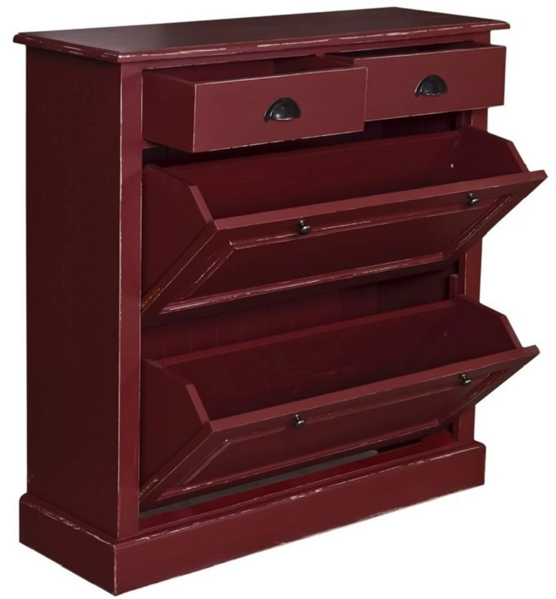 Country house style solid wood shoe cabinet antique burgundy red 103 x 35 x H. 105 cm - country house style wardrobe furniture
