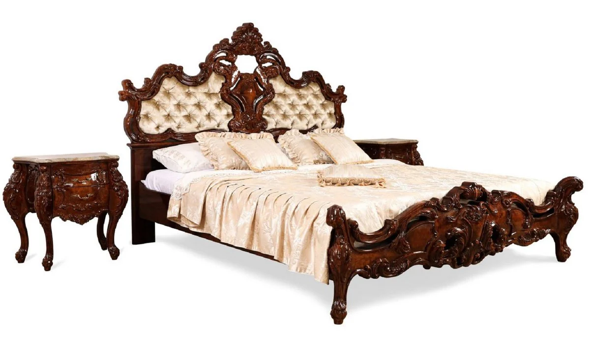 Luxury Baroque Double Bed Brown / Gold - Baroque Bedroom Furniture