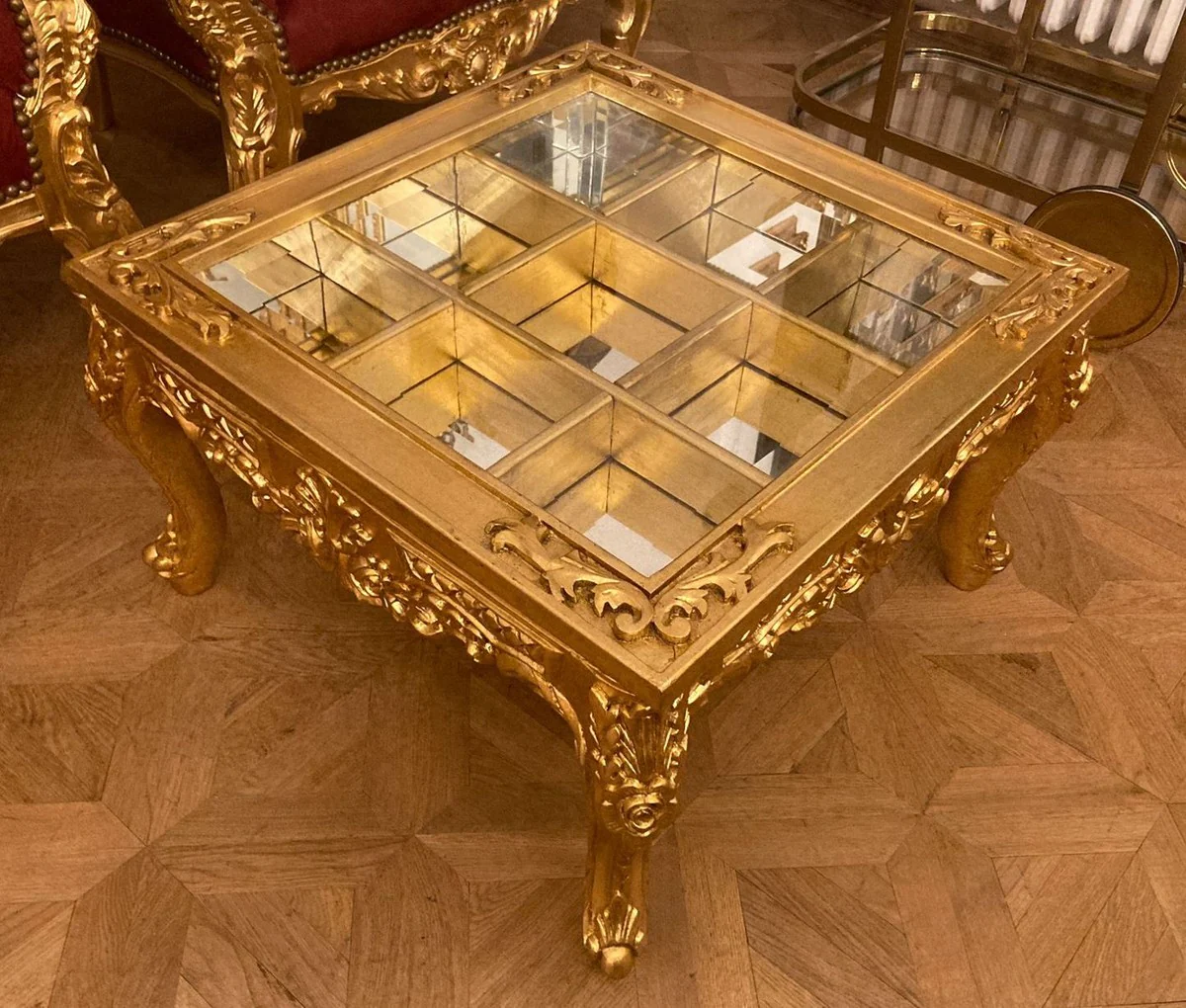 Baroque coffee table with folding table top gold - magnificent solid wood living room table in baroque style - baroque style living room furniture - baroque furniture - antique style living room furniture