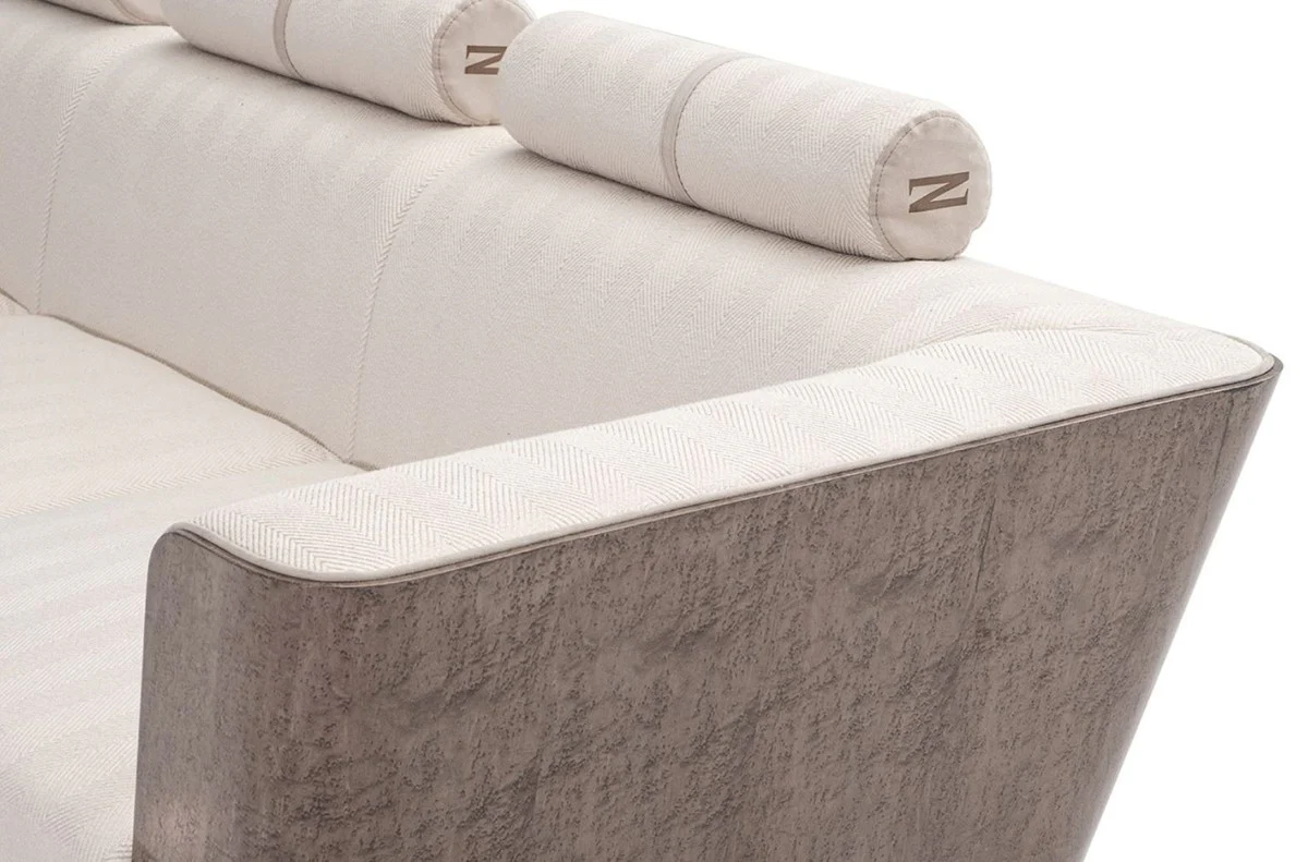 Luxury sofa cream / gray / gold 280 x 98 x H. 85 cm - living room sofa - hotel sofa - living room furniture - living room furniture - hotel furniture - luxury furniture - luxury furniture