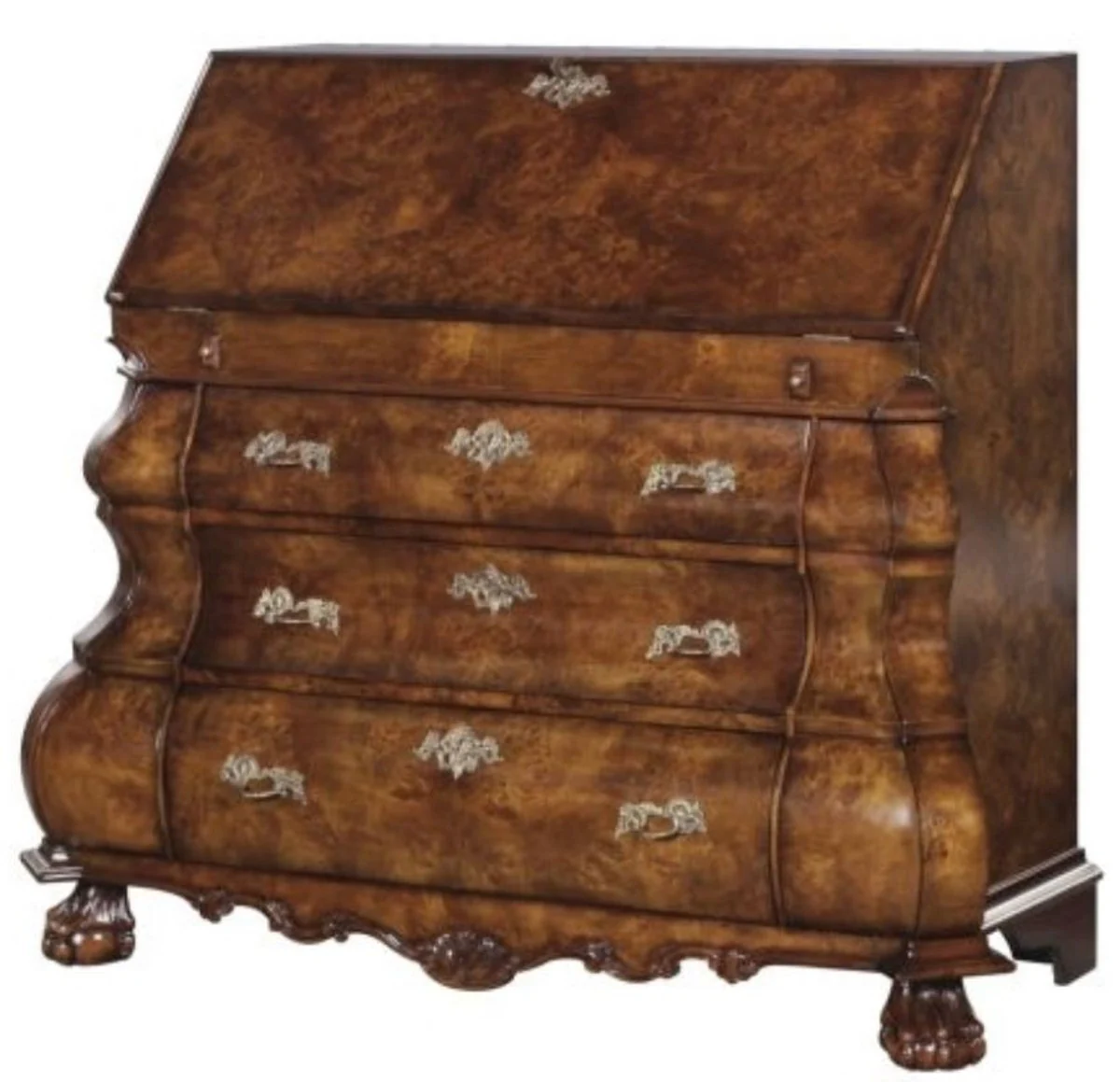 Luxury Art Nouveau writing chest with 18 drawers brown / silver 100 x 53 x H. 120 cm - luxury quality