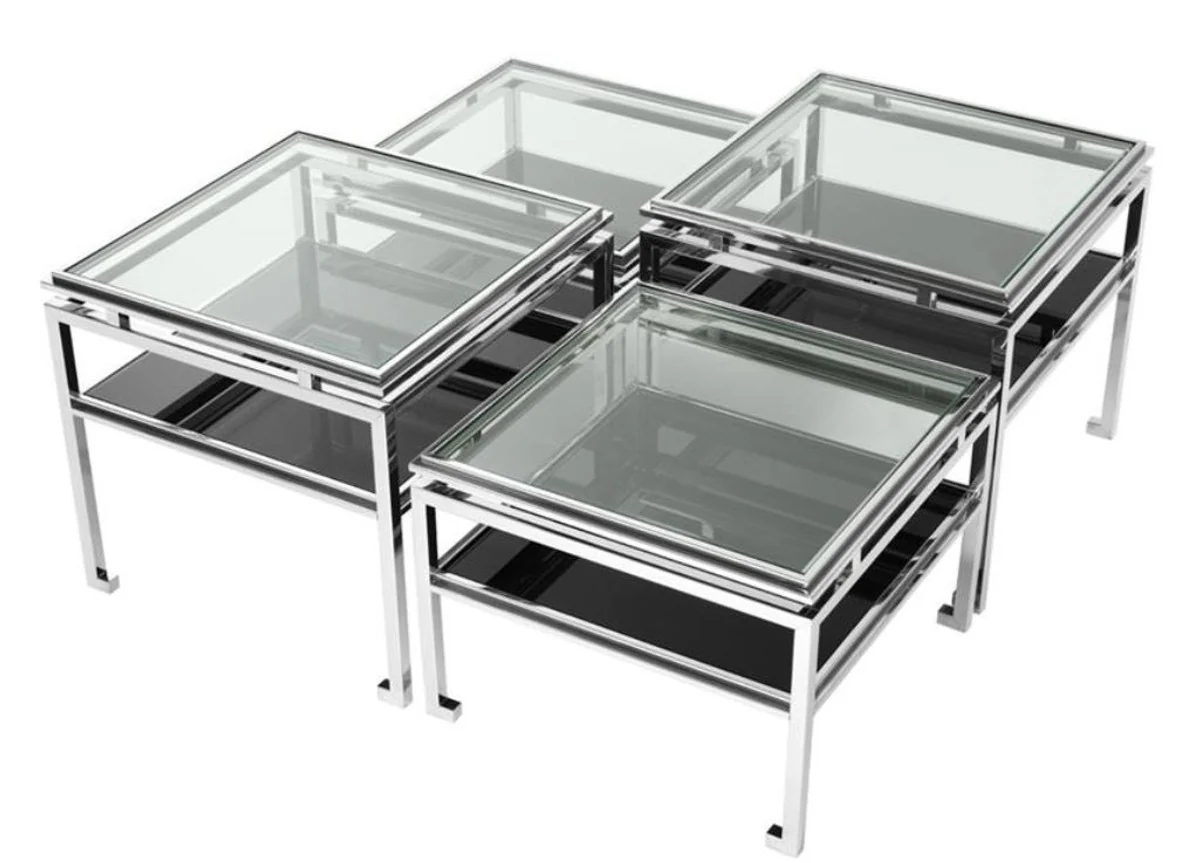 Luxury coffee table set of 4 silver - designer living room furniture