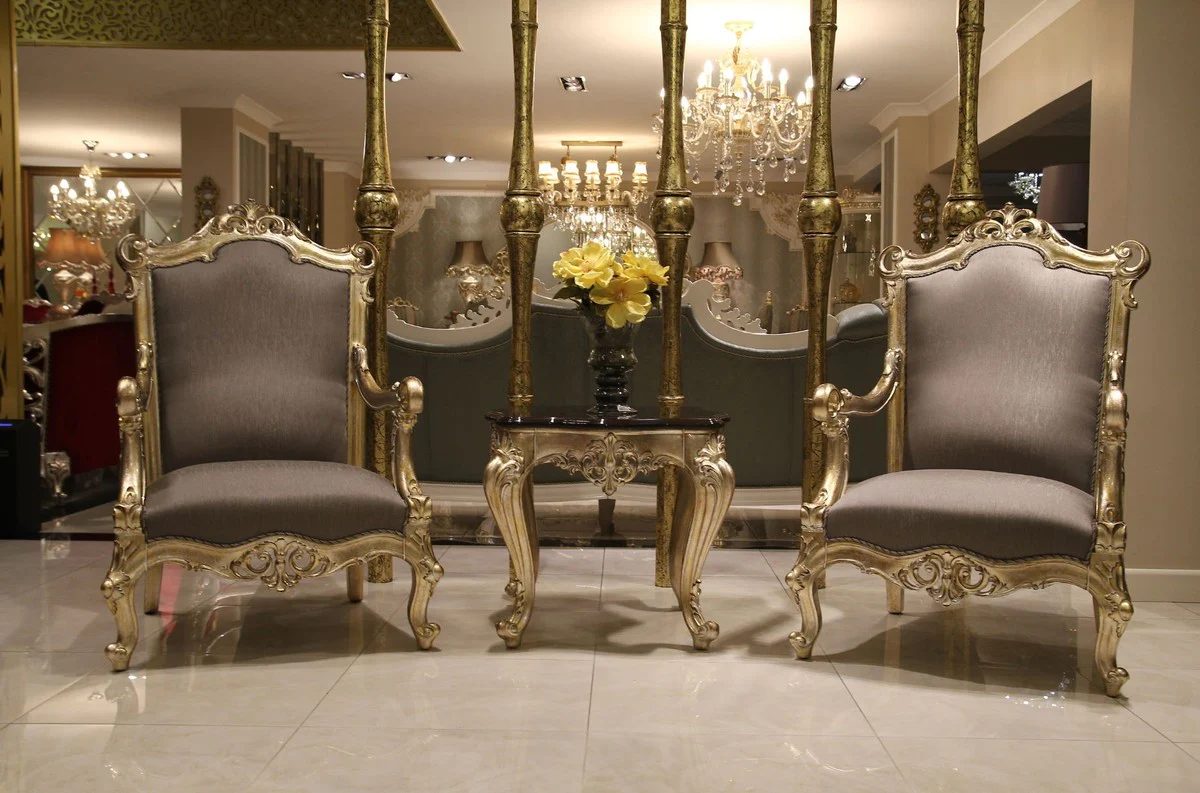 Luxury baroque side table dark brown / gold - magnificent handmade table in baroque style - baroque living room furniture