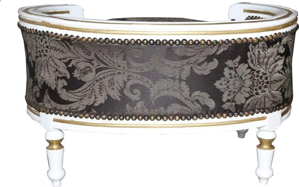 Baroque Dogs & Cats Sofa Black Baroque Pattern / White/Gold - Dog Chair Seat Dog Bed Cat Bed Dog Cat Furniture