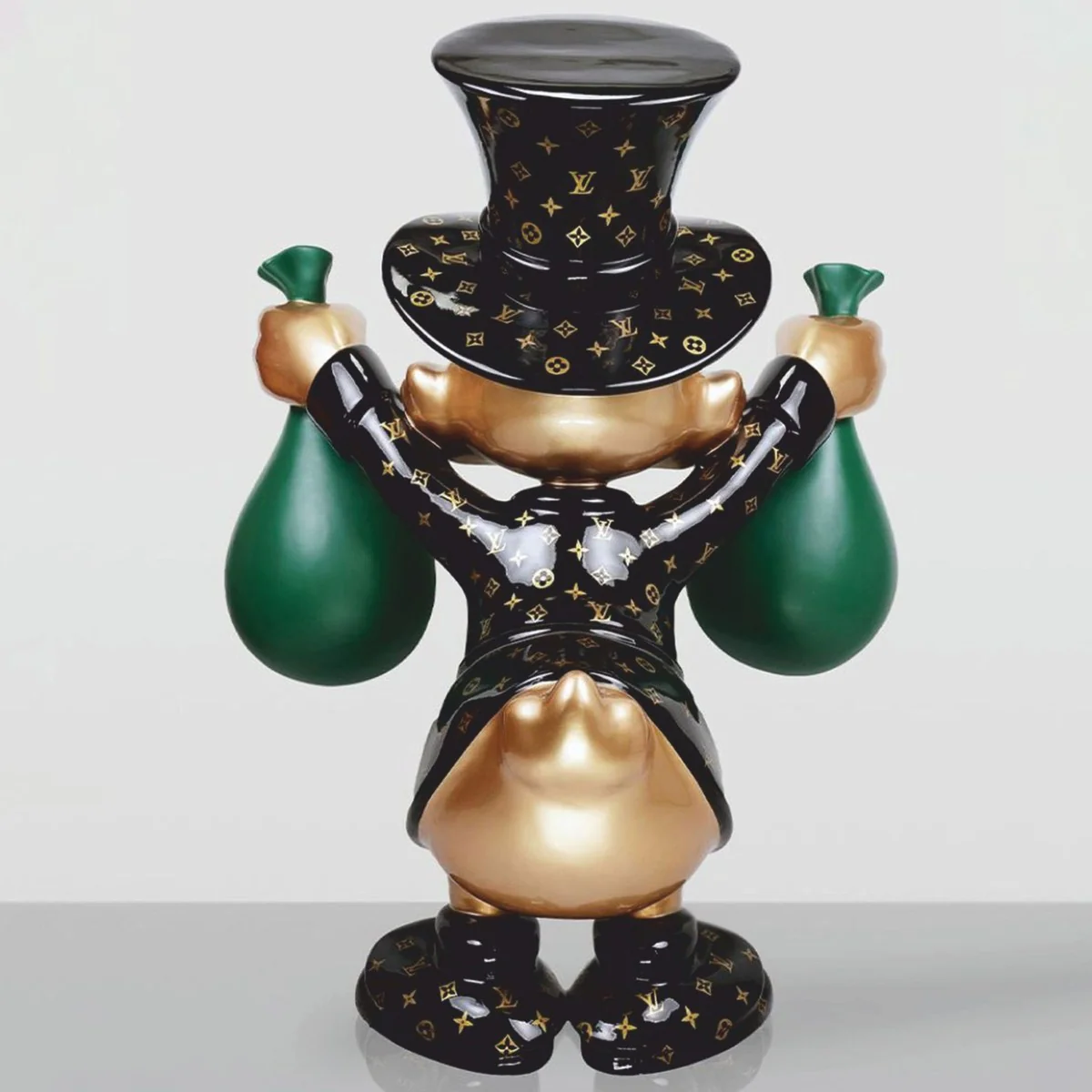 Decorative figure duck black / gold / green H. 45 cm - decorative sculpture