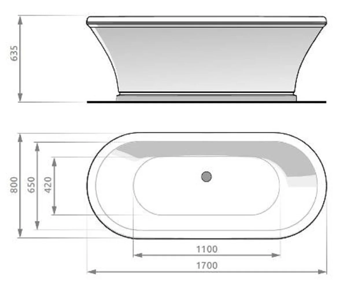 Art Nouveau bathtub white 170 cm - Freestanding retro style bathtub