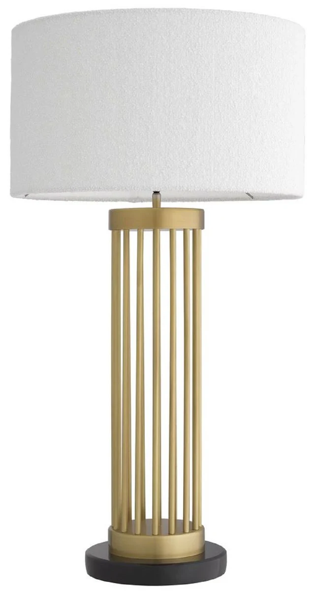Luxury table lamp antique brass / black / white Ø 45 x H. 83 cm - Modern metal desk lamp with marble base and round lampshade - Living room lamp