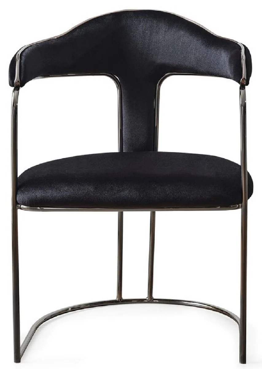 Luxury Art Deco dining room chair set of 4 with armrests black / bronze 60 x 58 x H. 92 cm - Dining room furniture - Restaurant furniture - Art Deco furniture - Luxury furniture