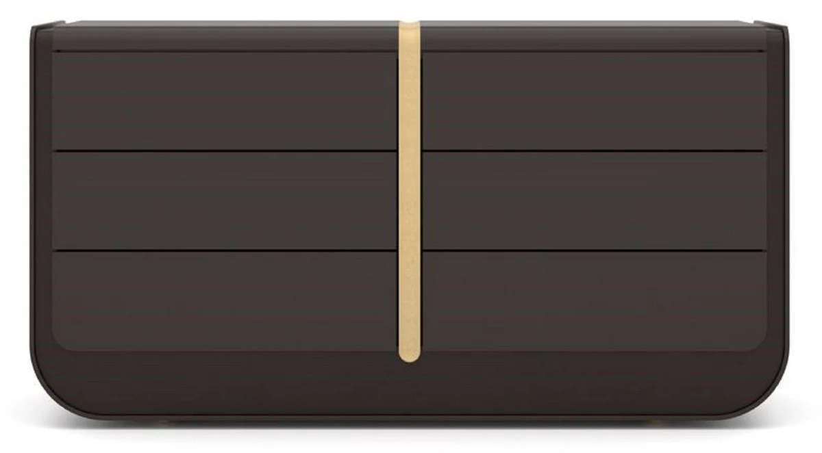 Luxury solid wood chest of drawers with 6 drawers black / beige 160 x 56 x H. 85 cm - Bedroom chest of drawers - Bedroom furniture - Luxury furniture - Luxury furnishings - Furniture luxury