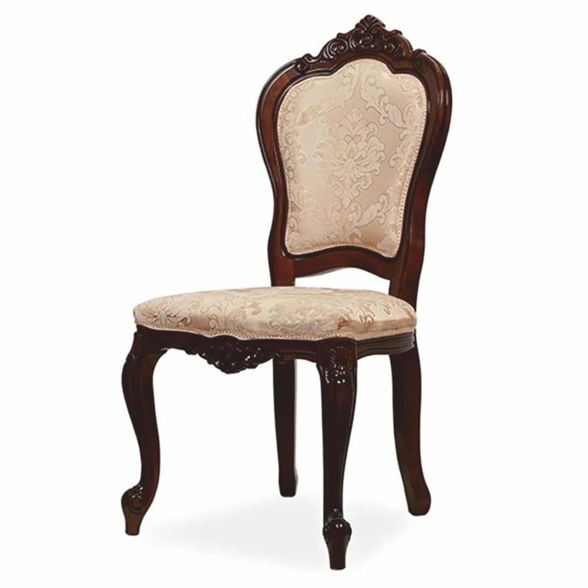 Luxury baroque dining room chair set of 6 with pattern beige / brown H. 103 cm