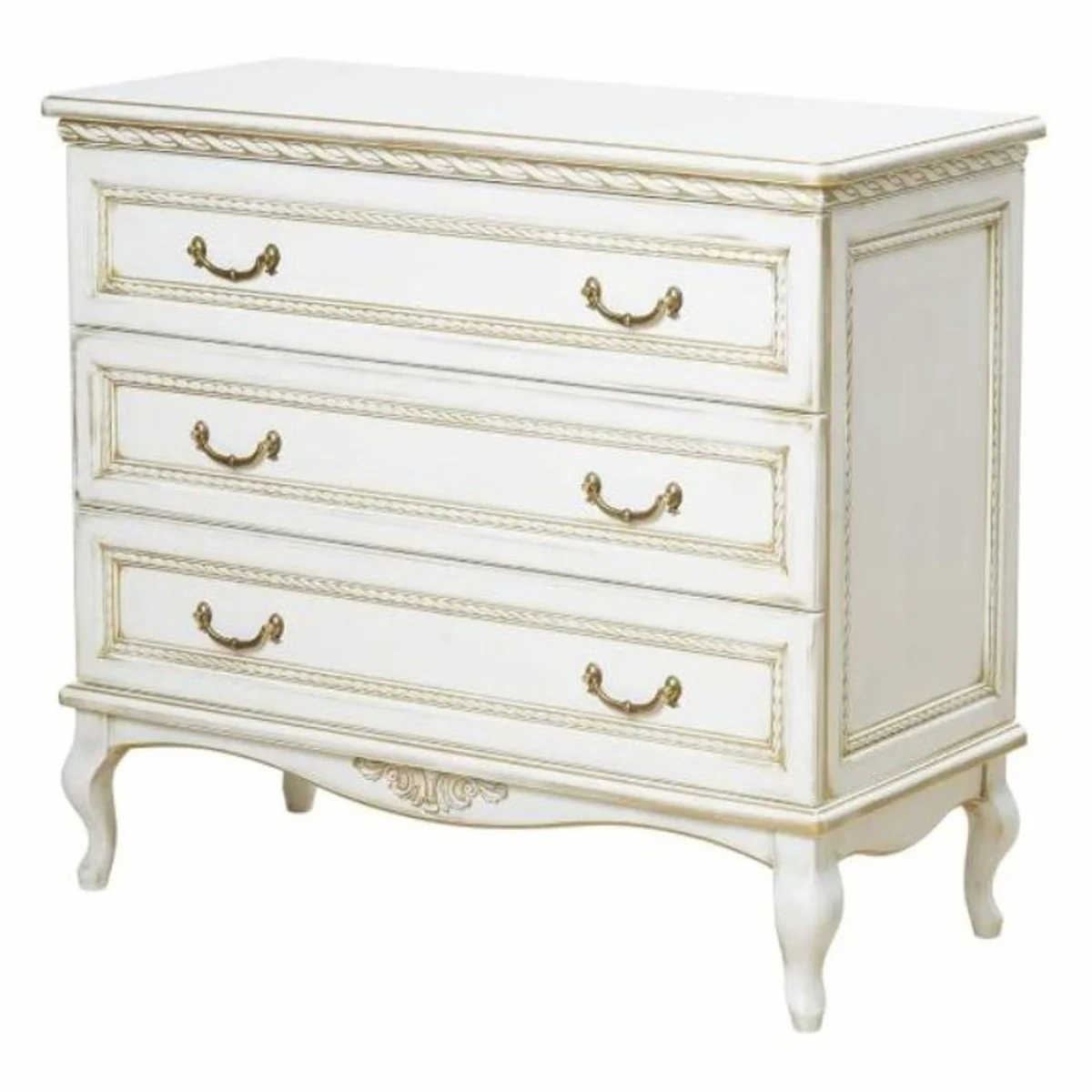 Luxury baroque chest of drawers white / beige 100 cm - magnificent baroque furniture