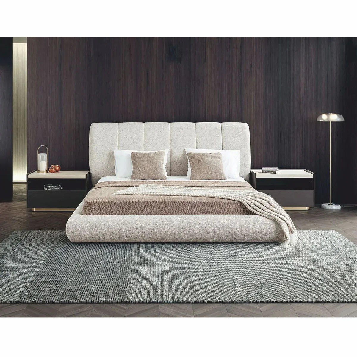 Luxury double bed light gray 180x200 cm - Bedroom & Hotel Furniture