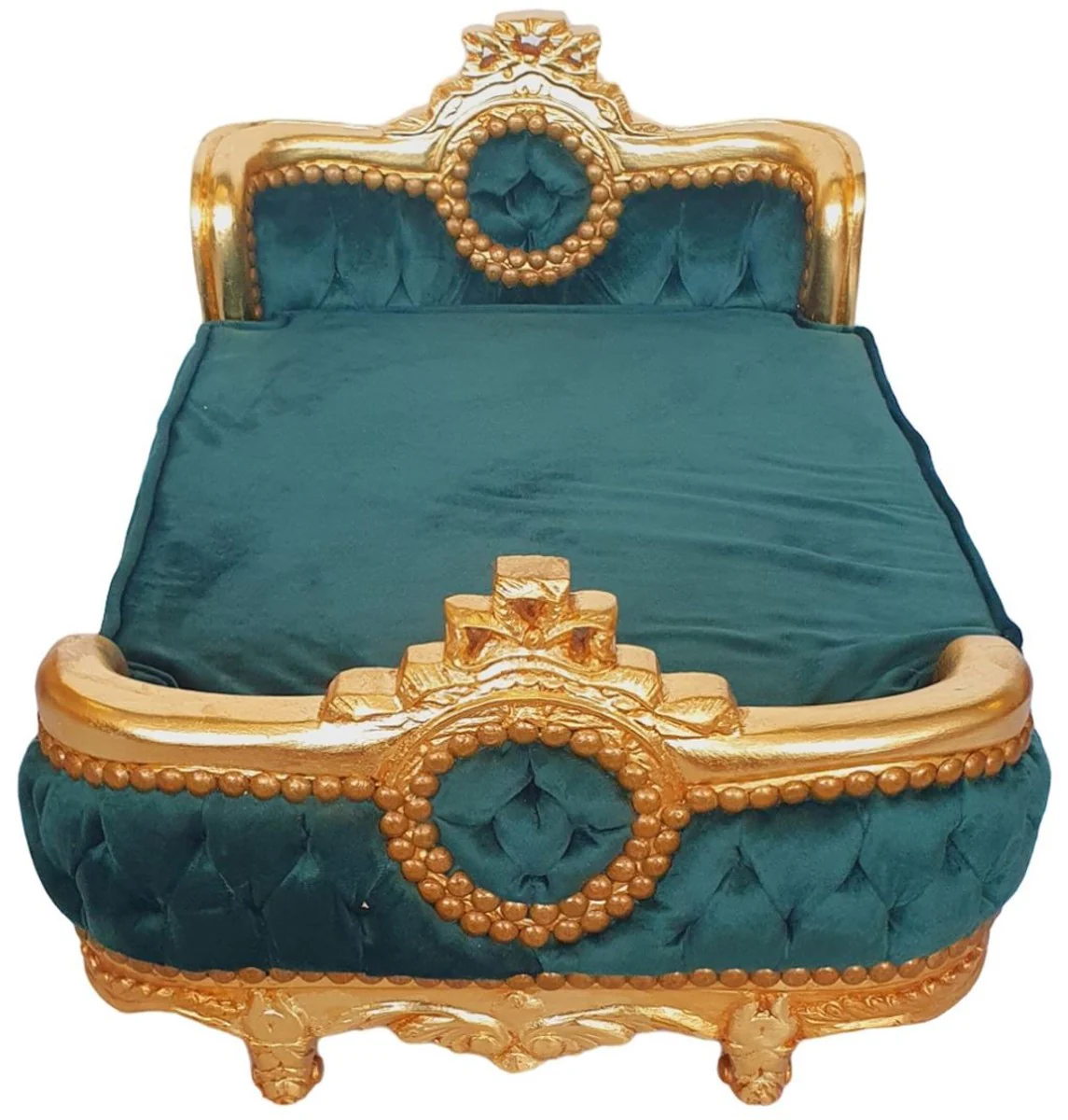 Baroque dog bed green / gold - handmade antique style dog bed - magnificent dog furniture in baroque style - antique style animal furniture - baroque animal furniture