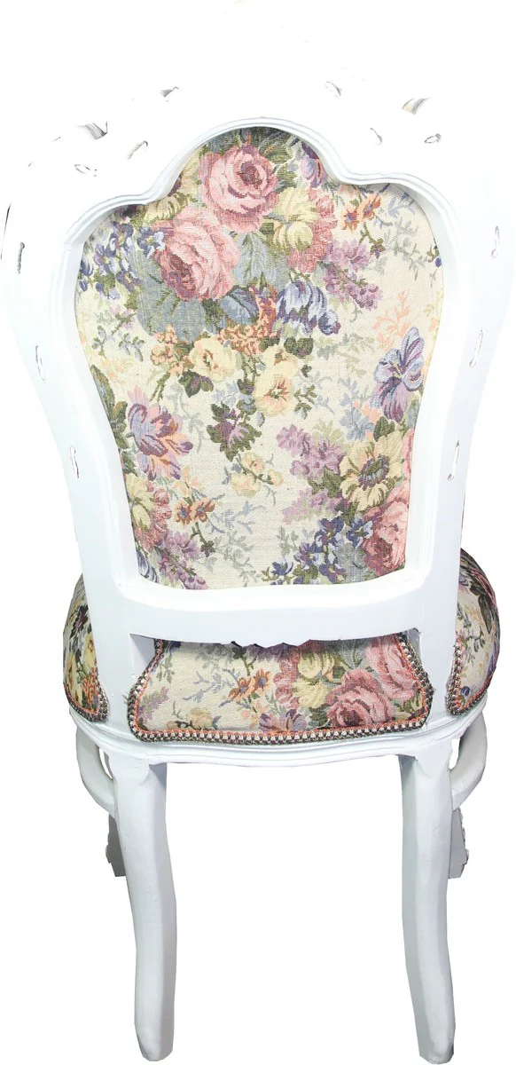 Baroque Dining Room Chair Flower Pattern / Antique White Mod 2 - Antique Style Furniture