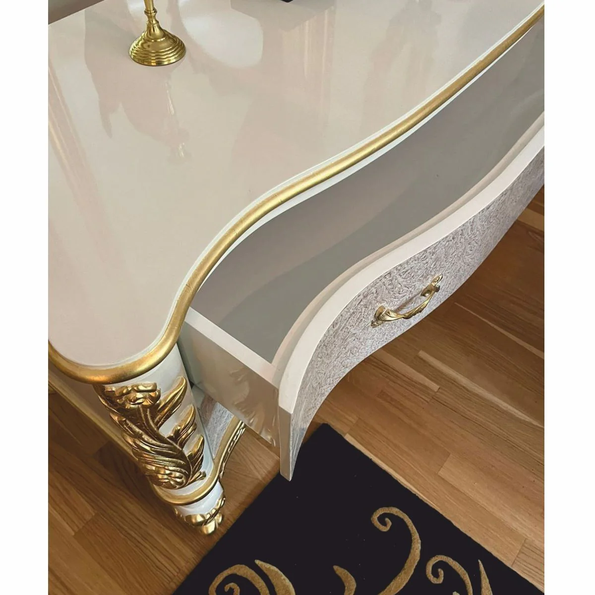 Luxury Baroque TV Cabinet White / Gold 165 cm - Baroque Furniture