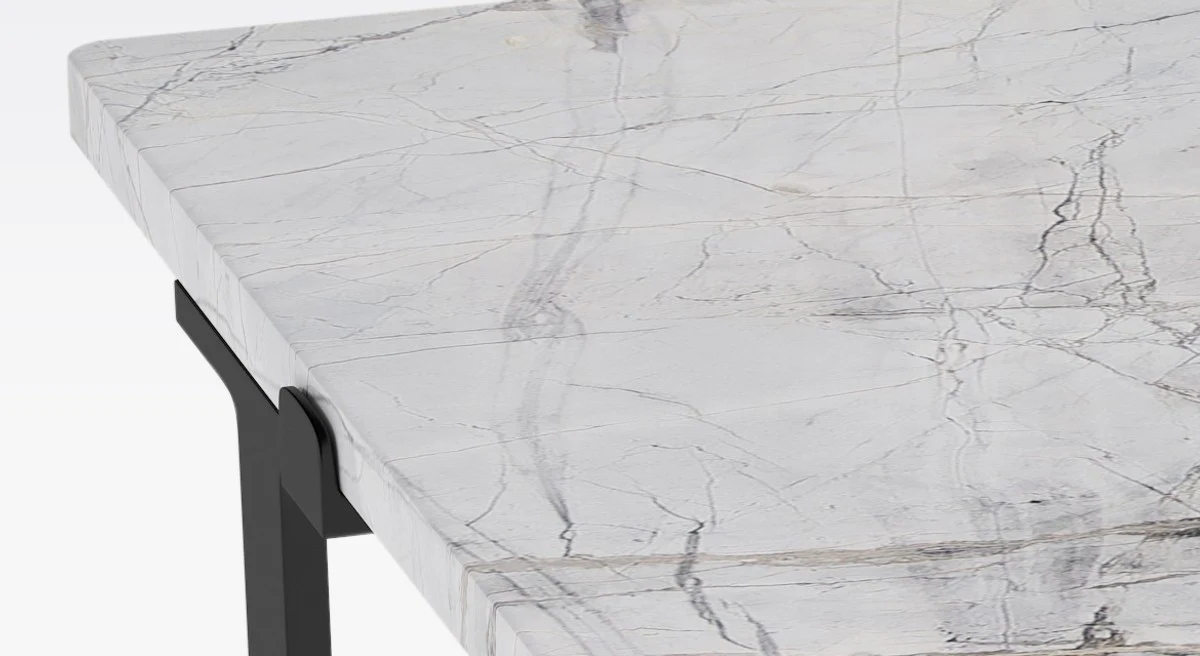 Luxury coffee table black / white 73 x 73 x H. 40 cm - Modern square living room table with marble top - Luxury living room furniture