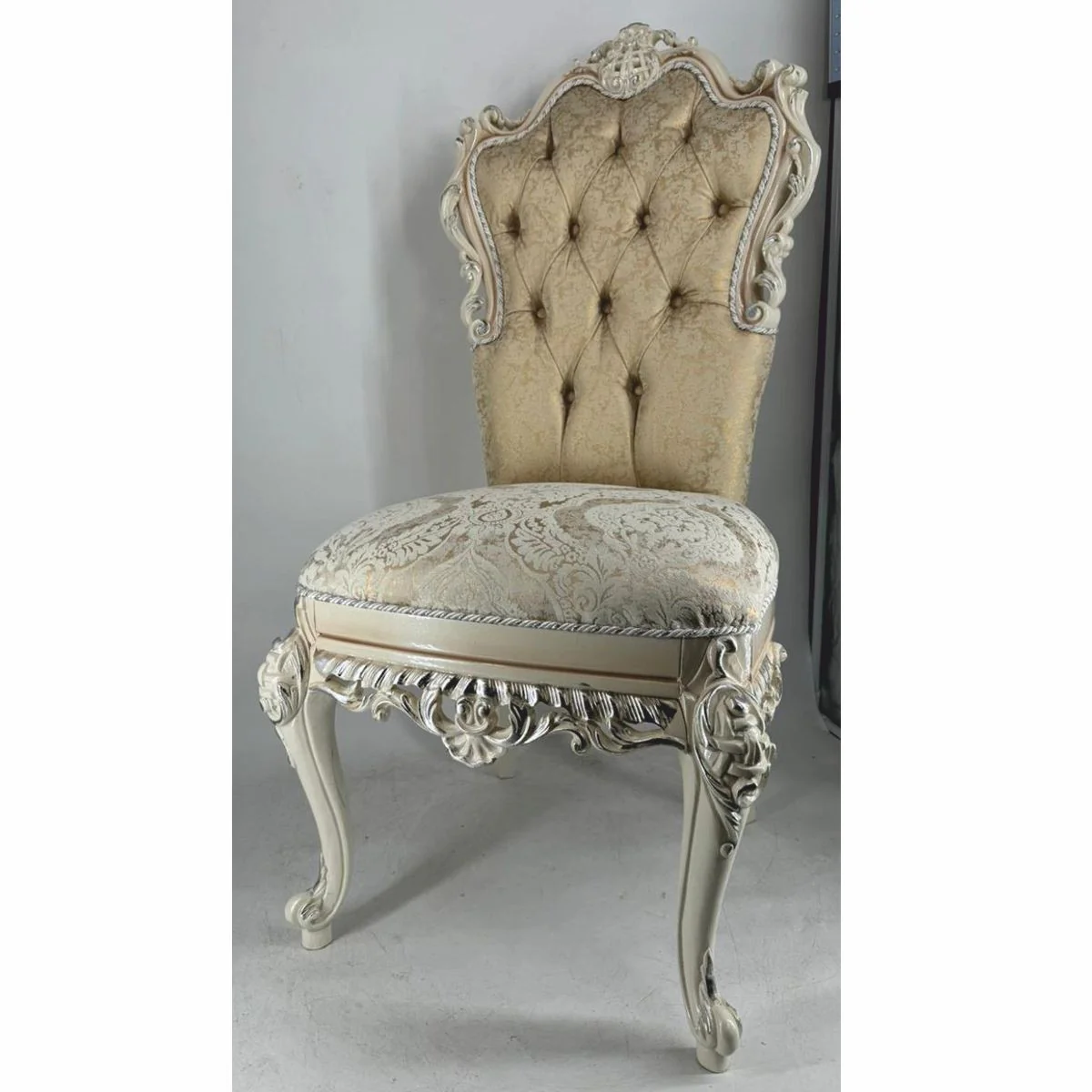 Luxury Baroque Dining Room Chair Gold / Cream / White / Silver - Baroque Furniture