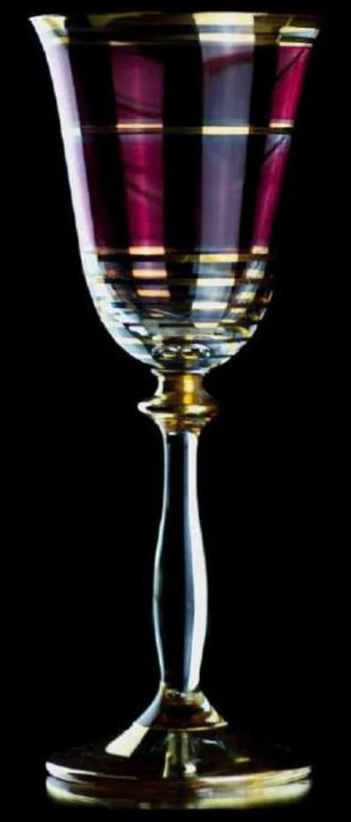 Luxury Baroque Liqueur Glass Set of 6 Bordeaux Red / Gold Ø 5.5 x H. 17 cm - Handmade Liqueur Glasses - Hotel & Restaurant Accessories - Luxury Quality