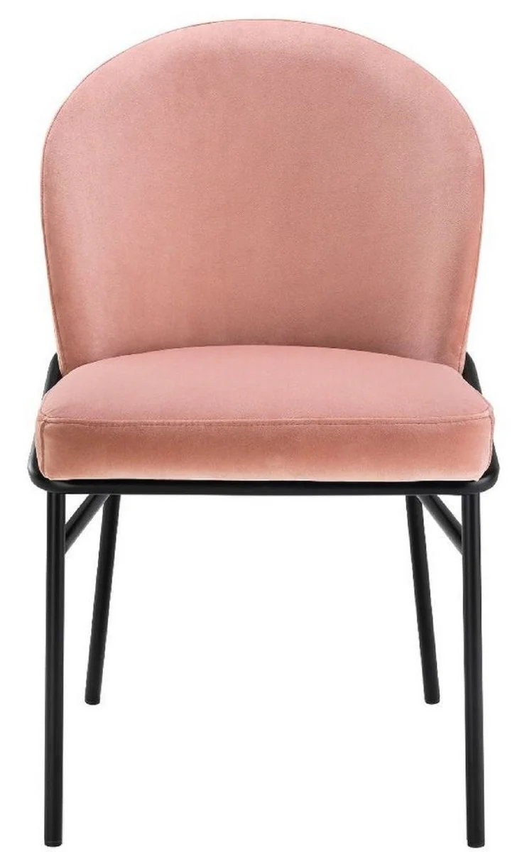 Luxury dining room chairs pink / black 49 x 56 x H. 82 cm - kitchen chairs with elegant velvet fabric - dining room set