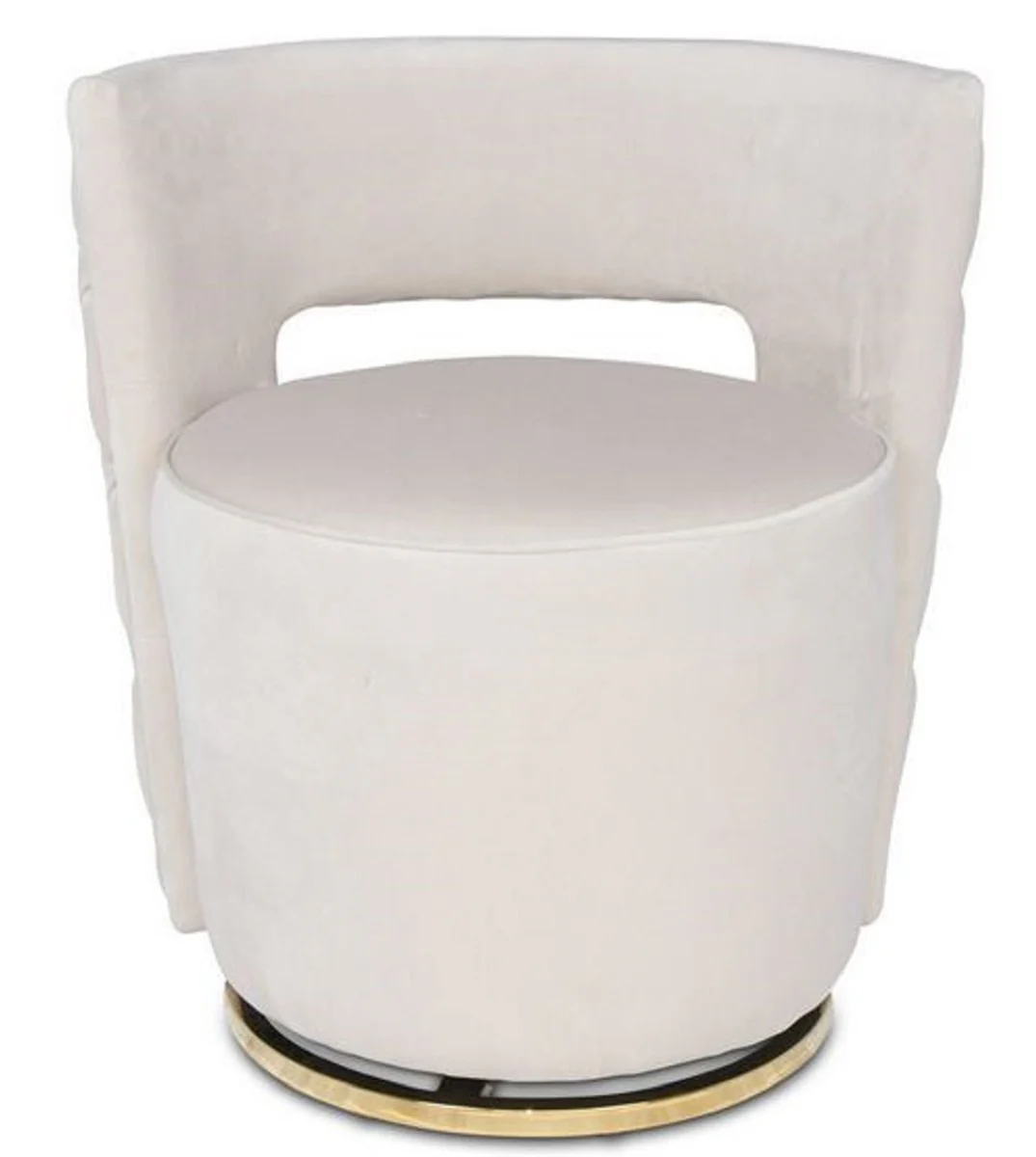 Luxury Chesterfield swivel armchair light gray 65 x 58 x H. 69 cm - Velvet armchair - Luxury furniture