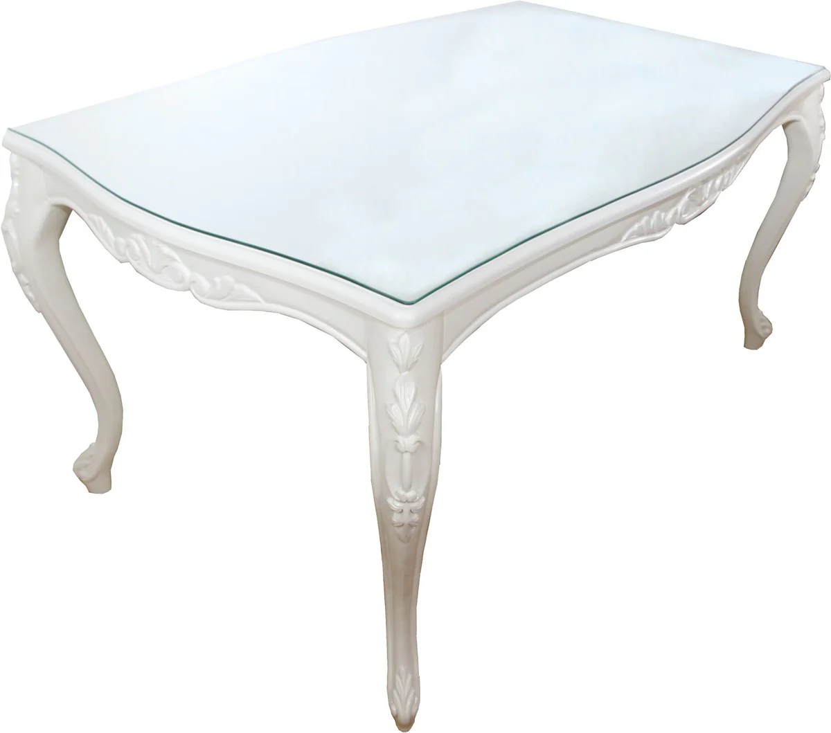Baroque luxury dining table white 160 x 100 cm - hotel, restaurant furniture - Made in Italy