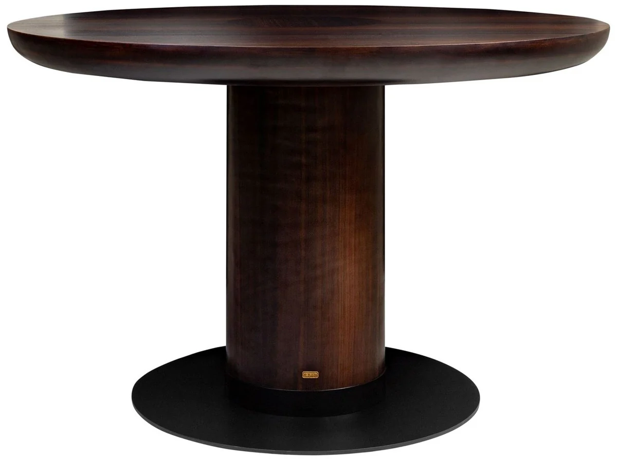 Luxury eucalyptus veneer dining table dark brown Ø 120 x H. 76 cm - Round kitchen table - Solid wood dining room table - Luxury dining room furniture