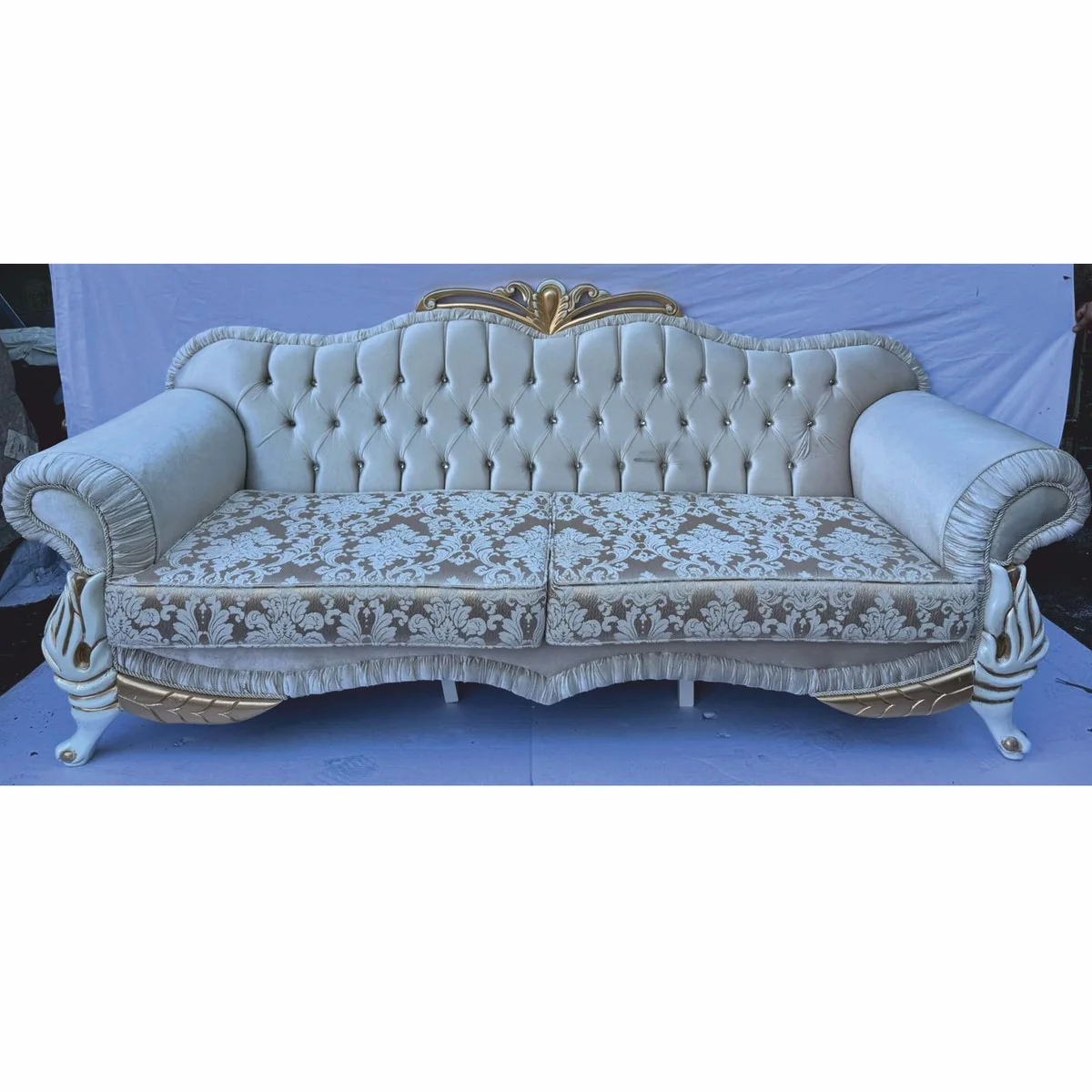 Luxury baroque sofa with rhinestones and cushions 228 cm - baroque style furniture