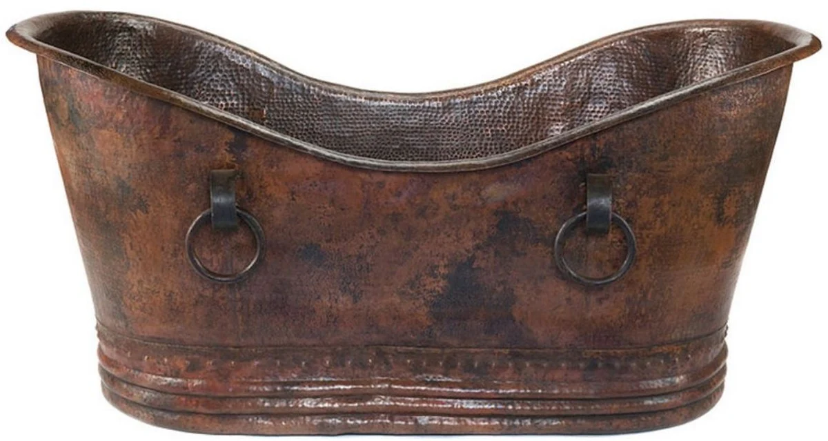 Luxury Art Nouveau copper bathtub with decorative handles 170 x 81 x H. 81 cm - Freestanding retro bathtub - Rustic bathroom furniture