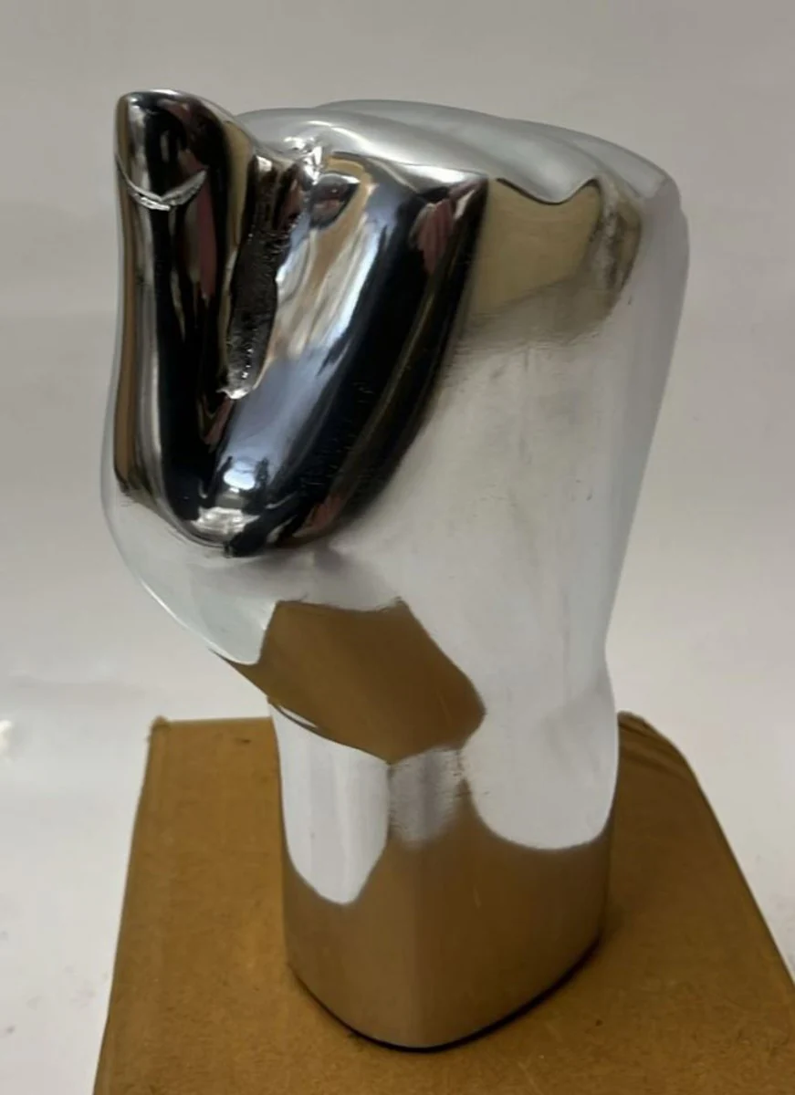 Aluminum decorative fist silver H. 17.5 cm - desk decoration