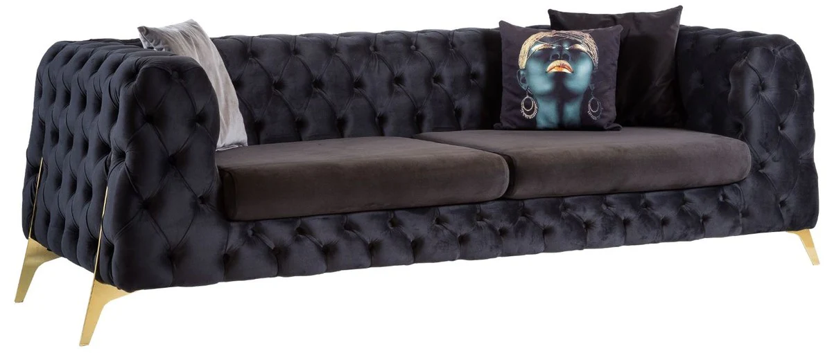 Luxury Chesterfield velvet sofa purple / brass 240 x 95 x H. 81 cm - Modern living room sofa - Chesterfield furniture