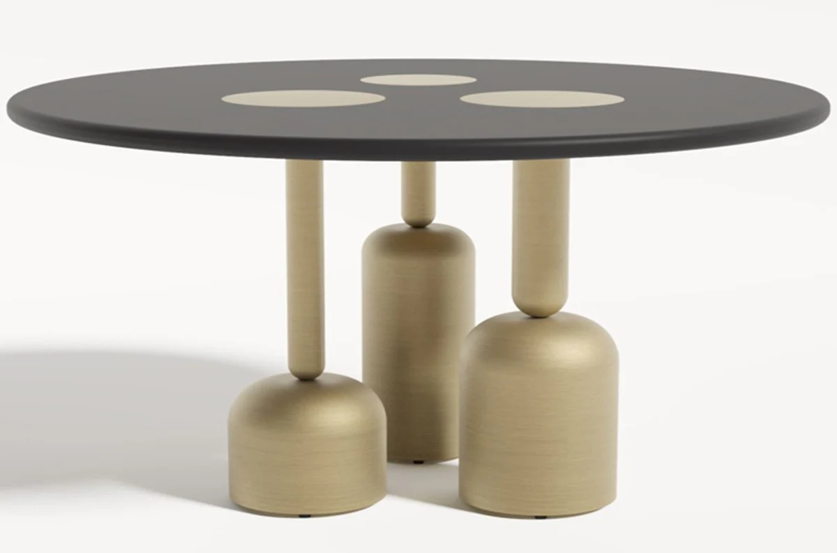Luxury dining table black / brass Ø 150 cm - luxury hotel & restaurant furniture