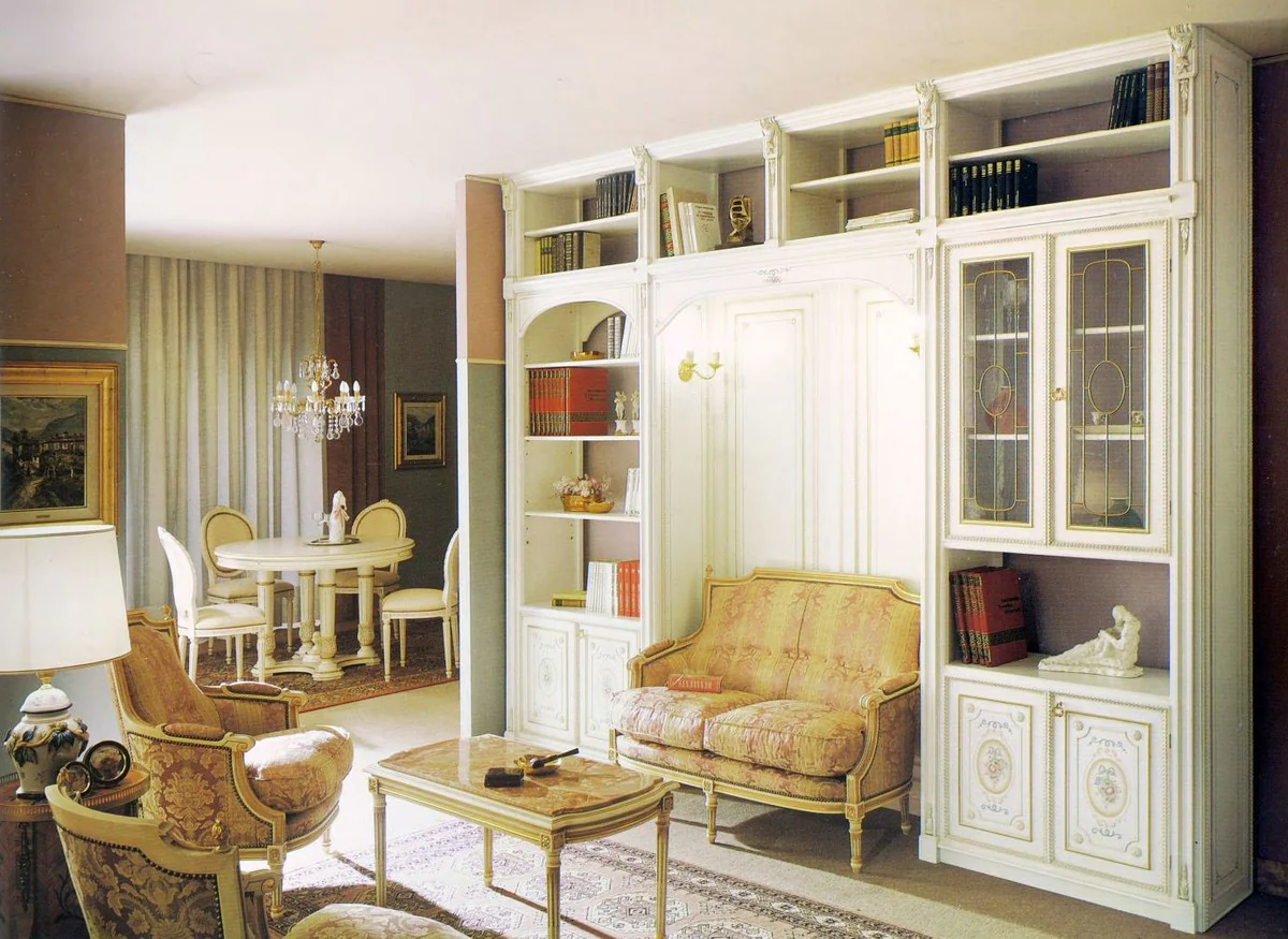 Luxury Baroque Cabinet White / Multicolored / Gold - Baroque Solid Wood Living Room Cabinet - Baroque Living Room Furniture - Luxury Quality - Made in Italy