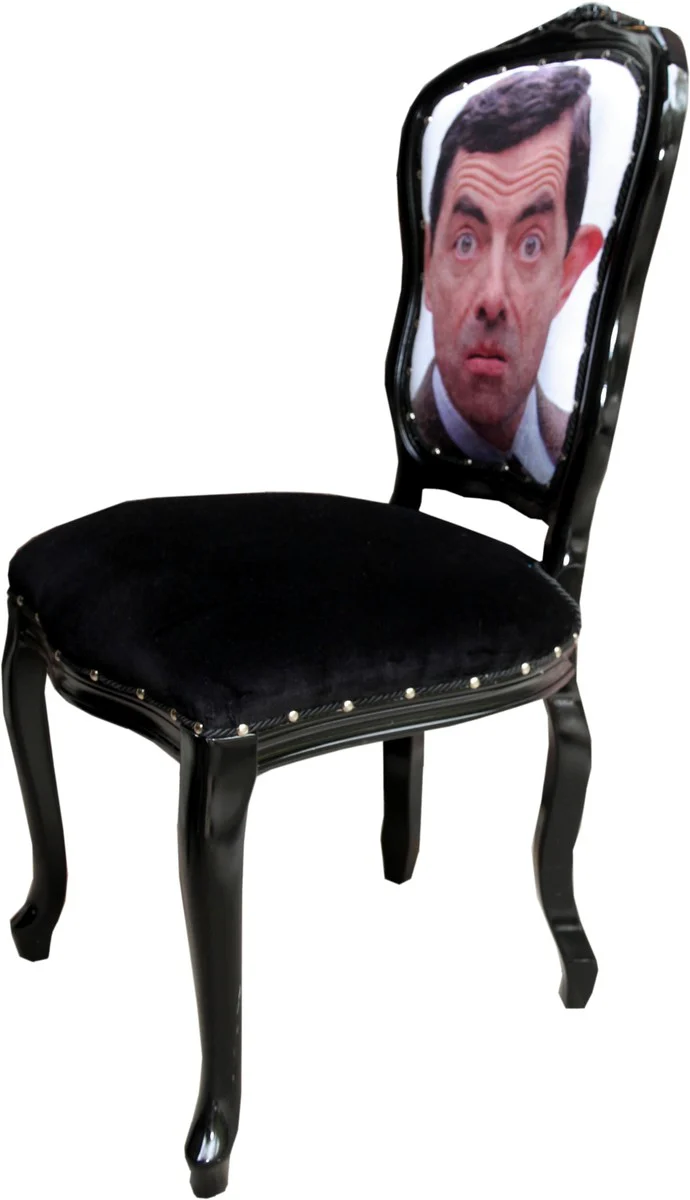Baroque Luxury Dining Room Chair Caricature Design / Black - Designer Chair - Design Furniture