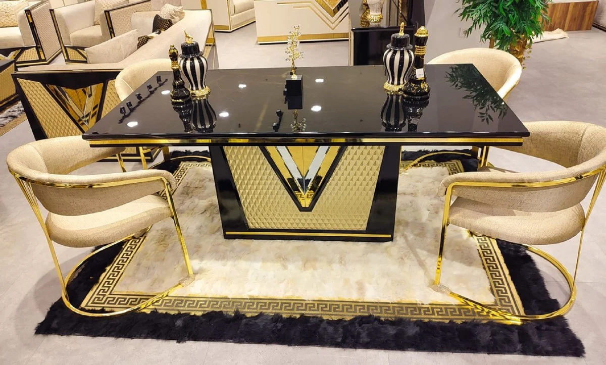Luxury dining table black / gold 200 cm - luxury dining room furniture