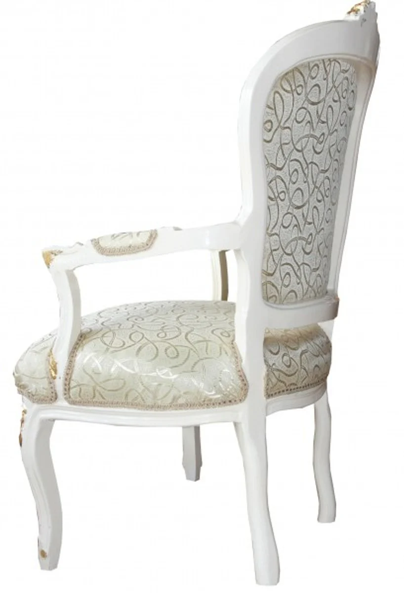 Baroque Salon Chair Mod1 Cream / Gold with Bling Bling Rhinestones