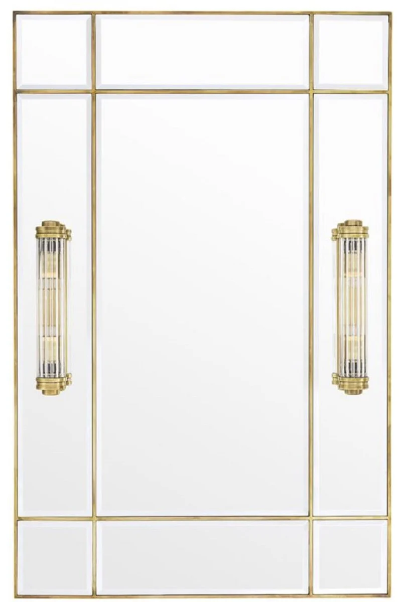Luxury wall mirror with light vintage brass colored 90 x 13 x H. 140 cm - luxury quality