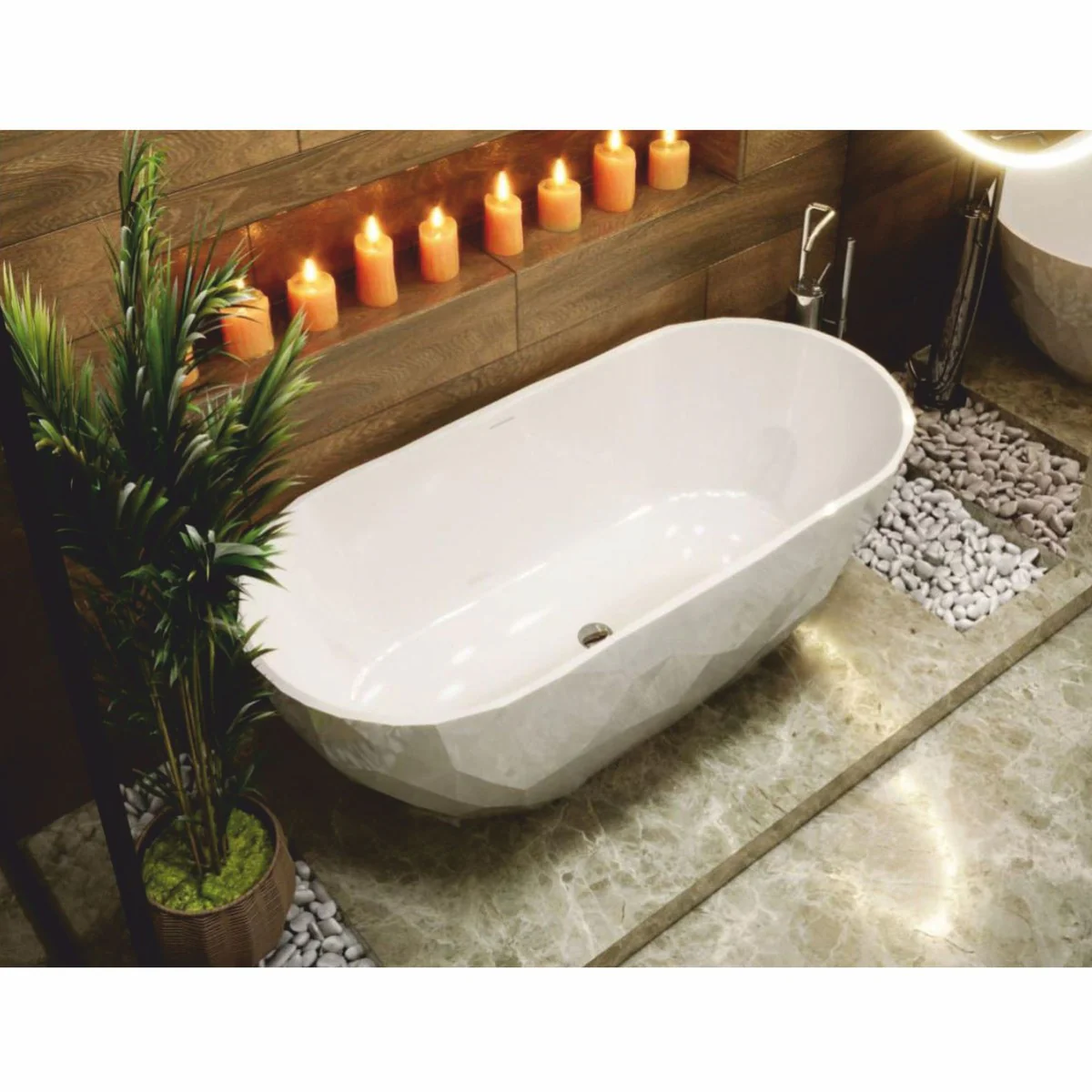 Freestanding luxury bathtub high gloss white 165 cm - bathroom furniture