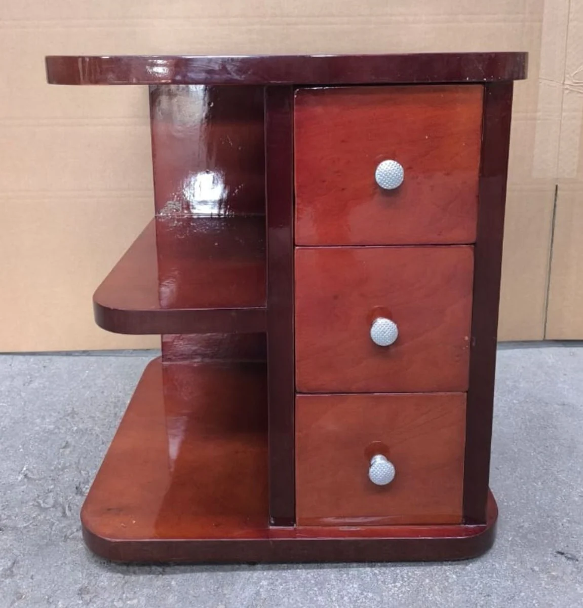 Chess side table mahogany brown / silver 50 x 50 x H. 55 cm