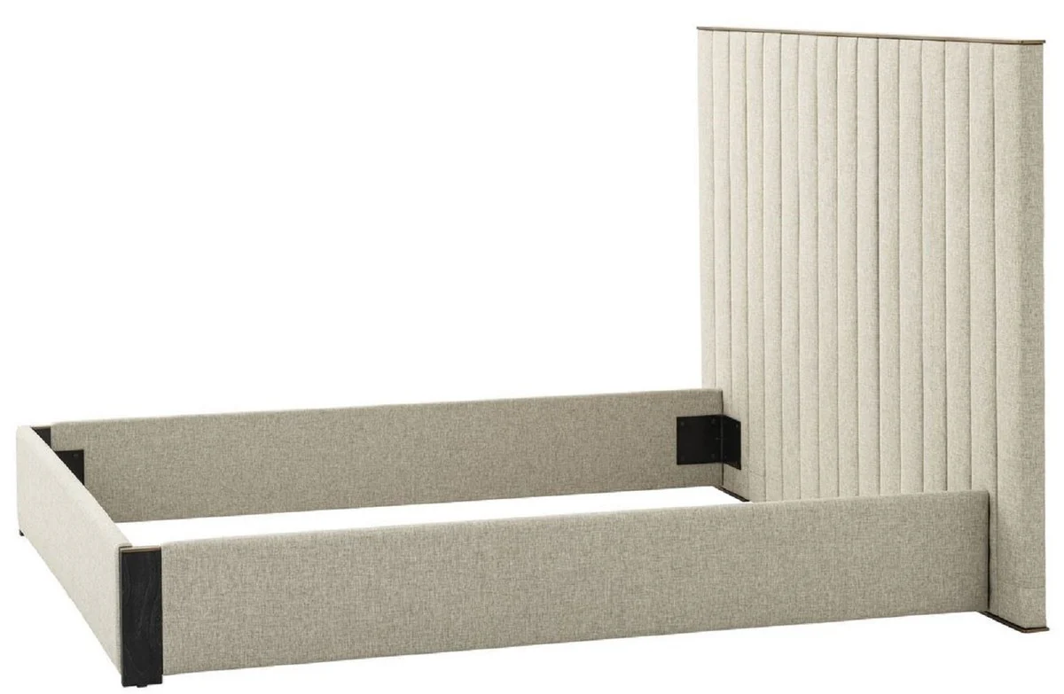 Luxury double bed frame with headboard natural colors / brass / anthracite gray 224 x 224 x H. 145.5 cm - bedroom furniture - hotel furniture - luxury quality