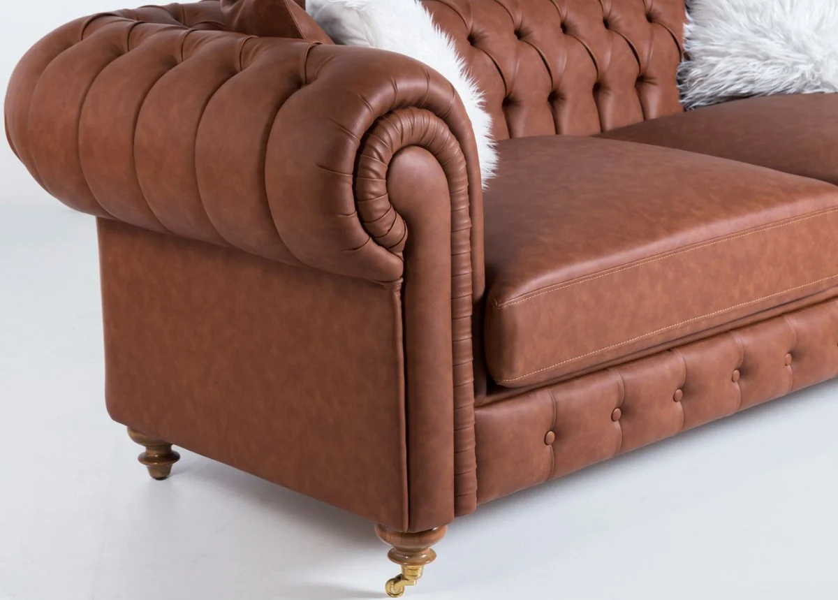 Luxury Chesterfield sofa brown 240 x 100 x H. 78 cm - Noble living room sofa - Chesterfield furniture