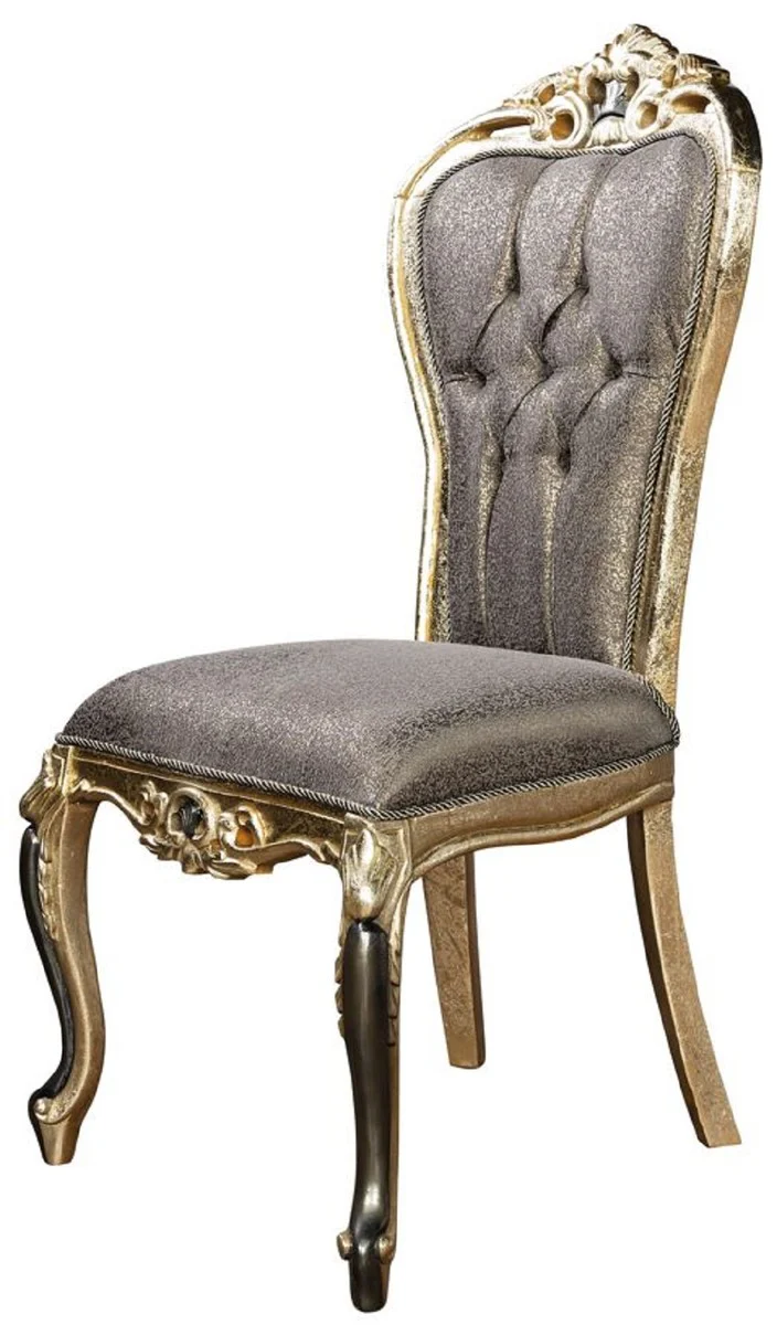 Luxury Baroque Dining Room Chair Set of 8 Purple / Antique Gold / Black - Handcrafted Baroque Style Kitchen Chairs - Luxury Baroque Style Dining Room Furniture - Baroque Dining Room Furniture