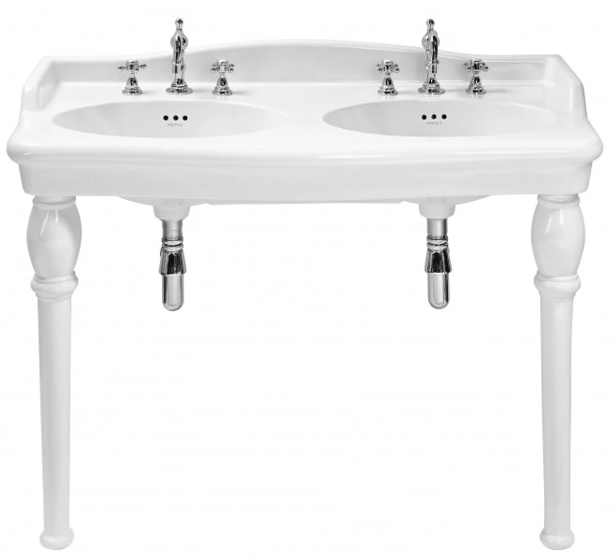 Art Nouveau standing washbasin with 2 sinks white Barocco - Baroque style