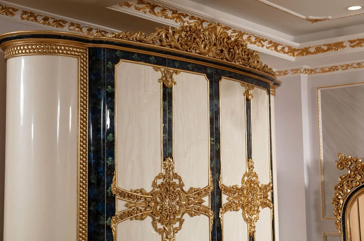 Luxury Baroque Bedroom Wardrobe White / Blue / Gold - Magnificent Wardrobe in Baroque Style - Baroque Bedroom & Hotel Furniture - Noble & Magnificent