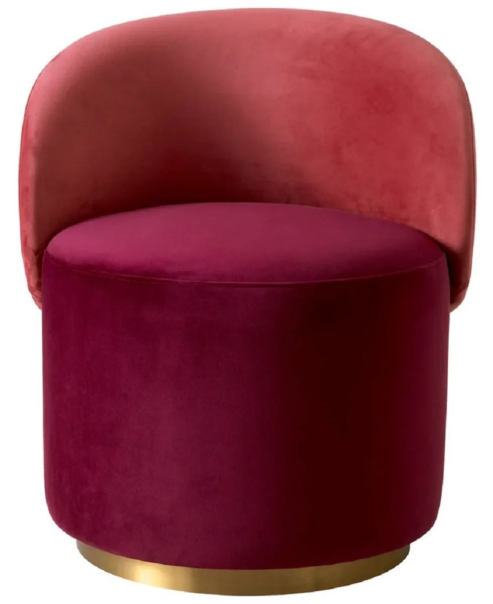 Luxury velvet dining room chair Bordeaux red / red / brass 60 x 55 x H. 73.5 cm - swivel chair with elegant velvet fabric - dining room furniture - luxury furniture - luxury quality