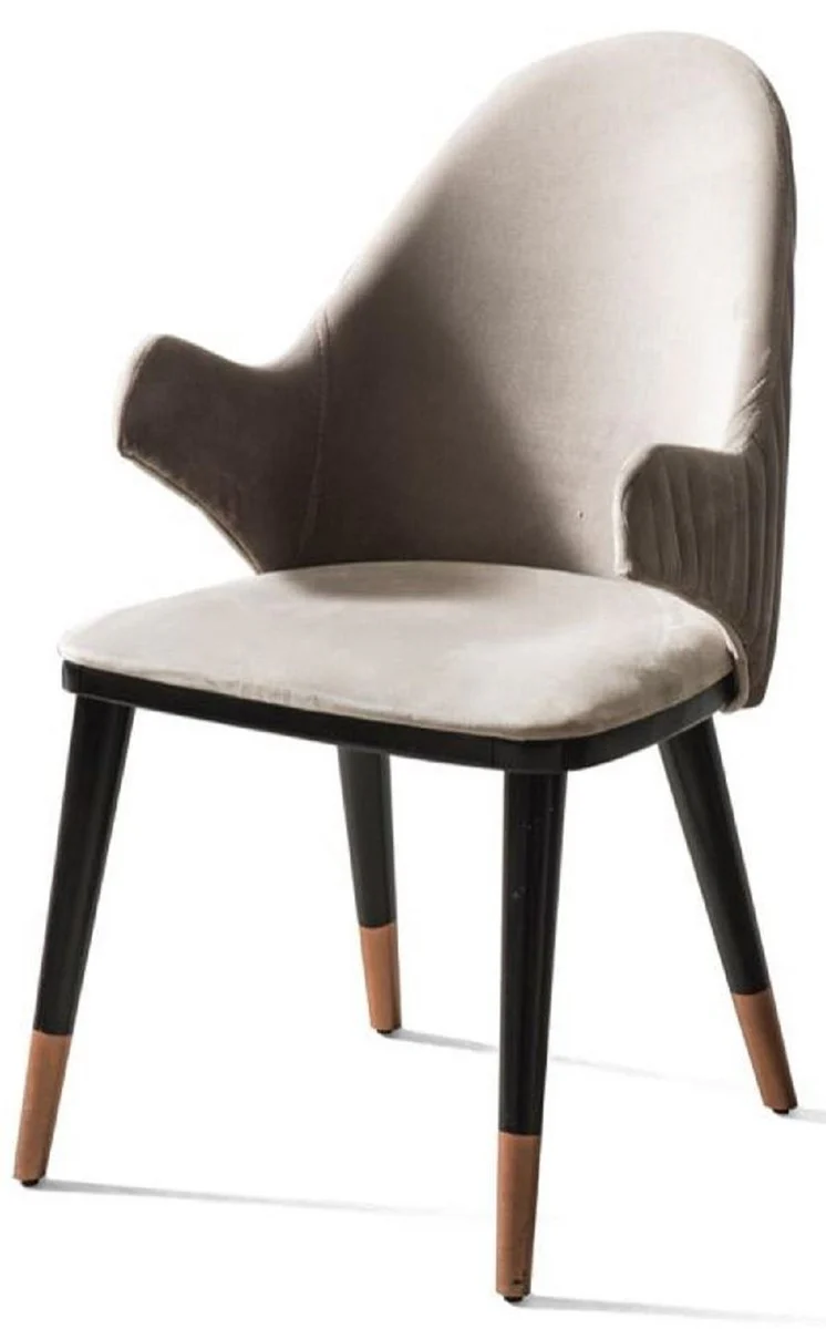 Luxury dining room set gray / black / copper - 1 extendable luxury dining room table & 6 luxury dining room chairs with armrests - dining room furniture - restaurant furniture - luxury furniture