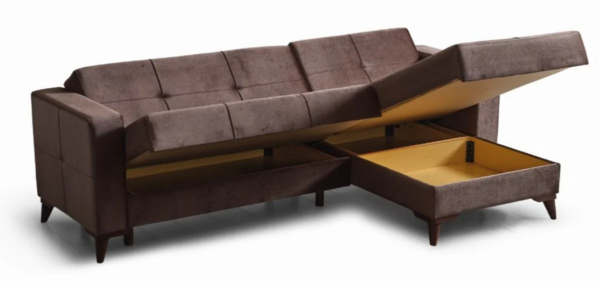 Luxury sofa bed dark brown 243 x 150 x H. 83 cm - Modern living room sofa with 2 cushions - Living room furniture