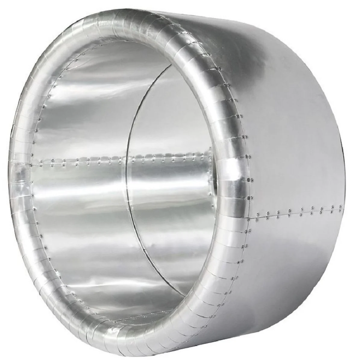 Vintage Aviator Mirror Silver Ø 74 cm - Round Aluminum Airplane Design Wall Mirror - Aluminum Airplane Furniture