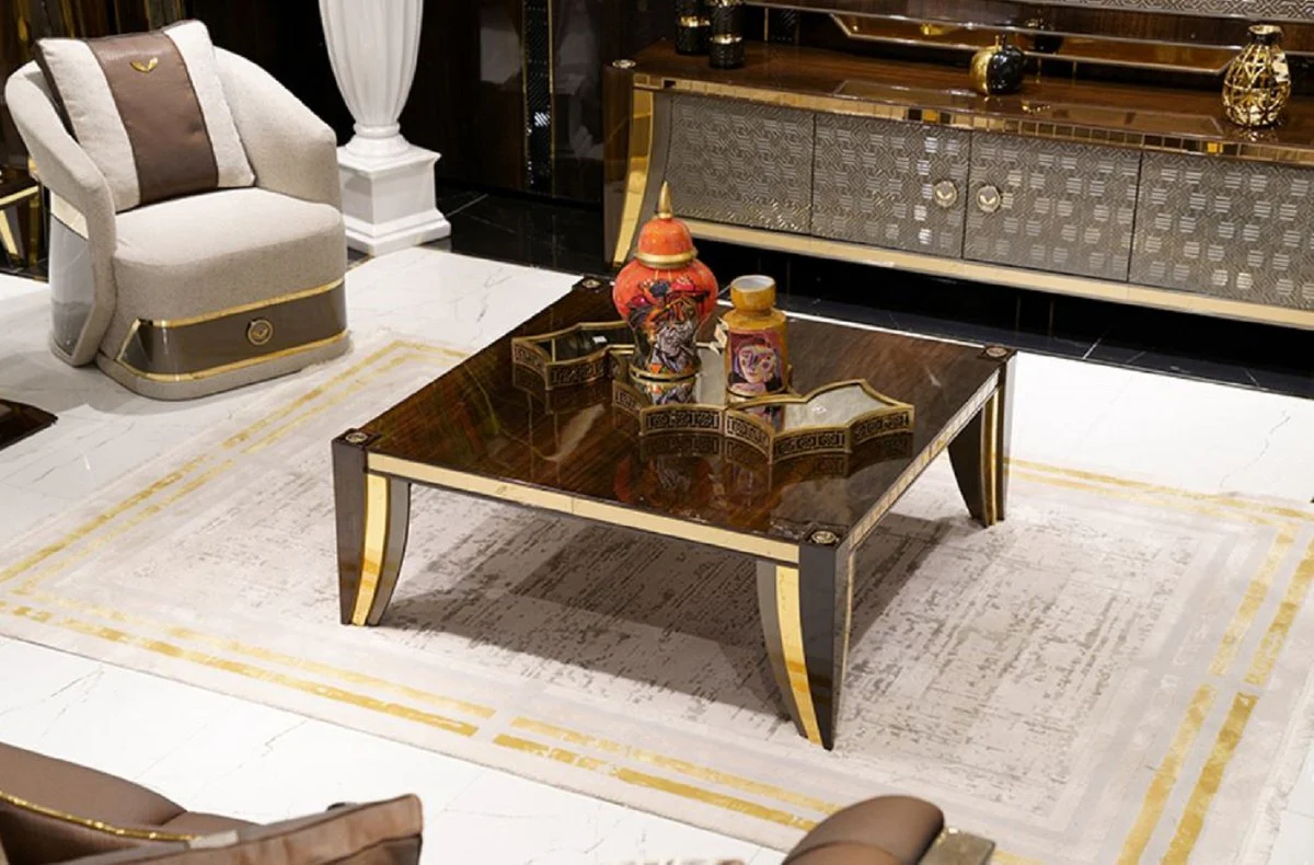 Luxury coffee table brown / gold - noble living room & hotel table - living room & hotel furniture - luxury quality